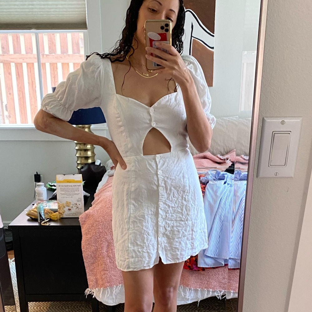 White linen reformation dress